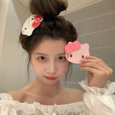 超可爱猫咪脑袋！整理碎发魔术贴发卡化妆敷面膜无痕刘海贴粘发贴