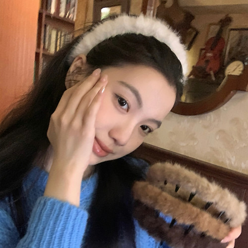 秋冬美拉德咖色系毛绒绒带齿发箍增高颅顶波浪头箍压发发卡发饰品