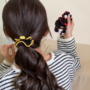 韩系小狗纽扣发绳小众设计感撞色头绳基础百搭面膜发圈扎马尾发饰