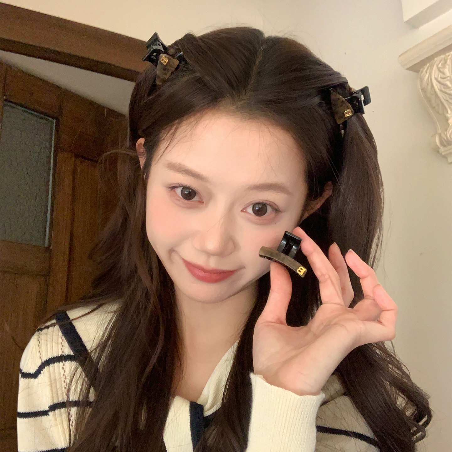 智系韩妹！金标字母醋酸小号抓夹发卡个性几何三角发爪碎发刘海夹