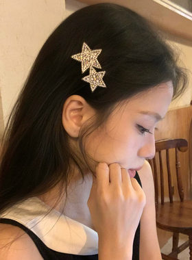 闪钻星星发梳蓬松高颅顶倒插梳时尚后脑勺碎发整理发卡刘海夹发饰