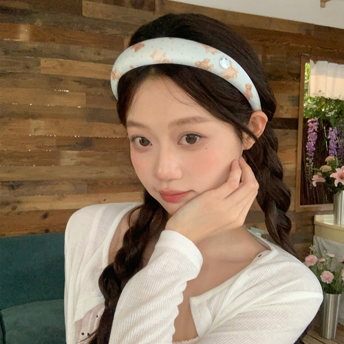 晚安小熊~甜心少女感波点缎面发箍韩系百搭头箍洗脸发卡发捆头饰