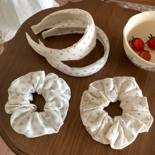 洛可花园。小碎花bm风发圈发箍软糯针织大肠圈发绳宽边头箍发饰