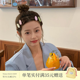 HandMade奶油色系椭圆发夹刘海夹侧边发卡碎发夹子边夹发饰2023新