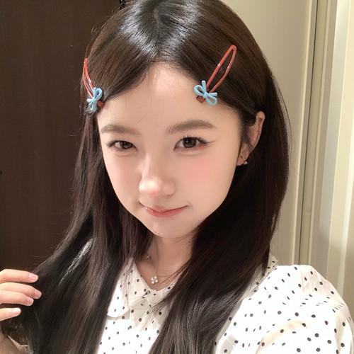 2个装 韩系撞色蝴蝶结发夹豌豆BB夹刘海夹发卡前额碎发夹子发饰女