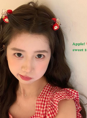 Hi Apple！可爱苹果小号抓夹刘海夹发抓前额碎发夹子边夹少女发饰