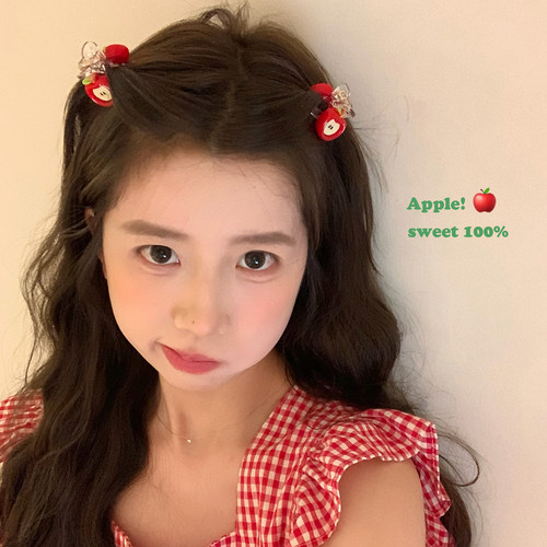 Hi Apple！可爱苹果小号抓夹刘海夹发抓前额碎发夹子边夹少女发饰
