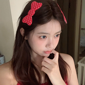 赵露思同款 蝴蝶结刘海贴豹纹格子前额侧边碎发整理神器魔术贴发饰