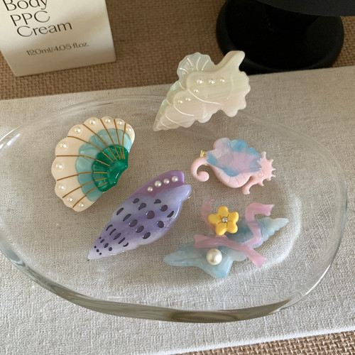 海洋系列！精致醋酸贝壳海螺发夹小众设计感刘海夹发卡侧边夹发饰