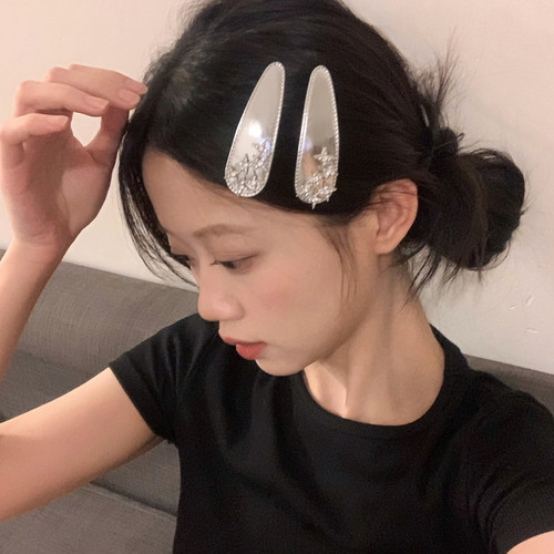 闪闪繁星~个性水钻星星皮质发夹BB夹甜酷气质刘海夹侧边夹子发卡