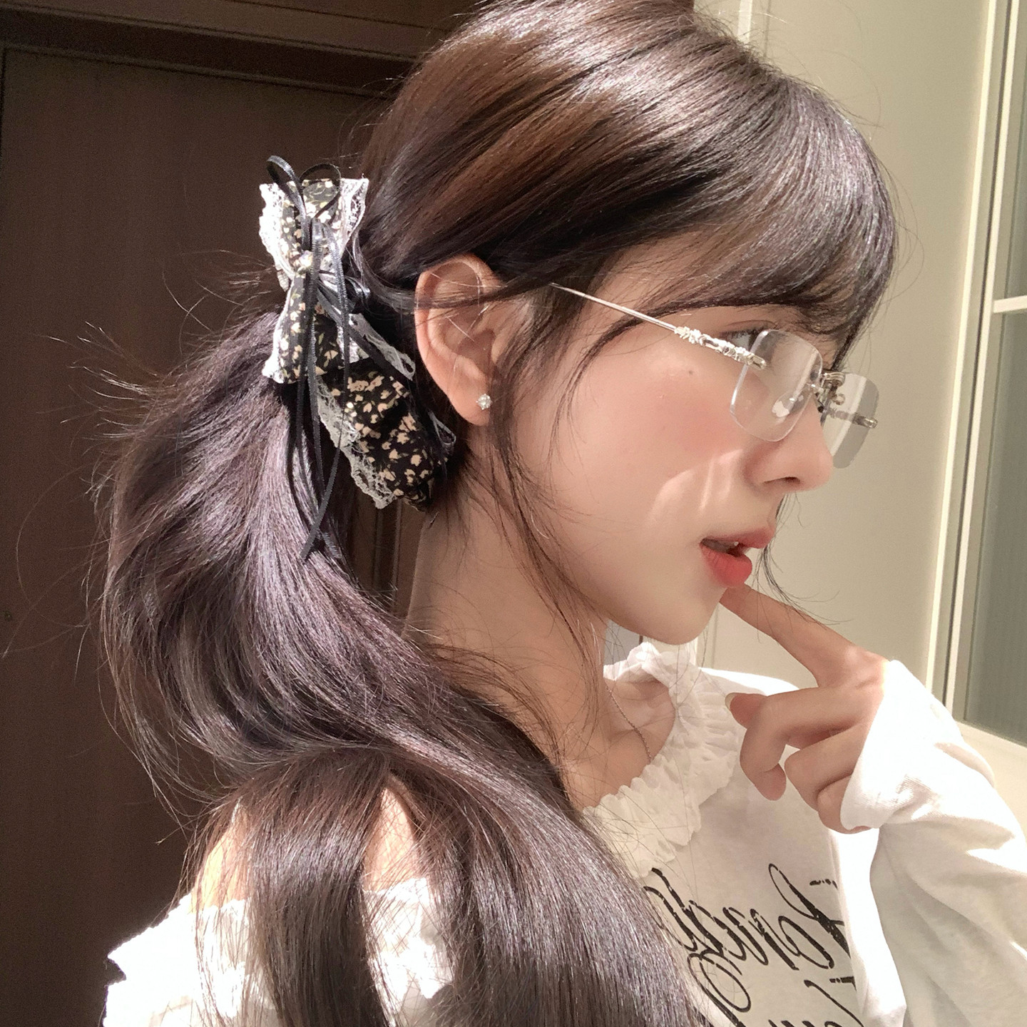 蔷薇少女~复古碎花蝴蝶结香蕉夹韩系飘带扭扭夹马尾夹后脑勺竖夹