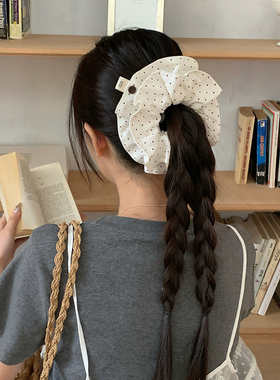 樱桃红波点。双层小蛮腰手作发圈头绳丸子头大肠圈发绳低马尾发饰