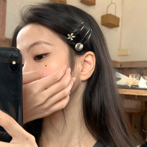 甜酷金属花朵笑脸发夹女2026新款高端前额BB夹侧边夹子碎发刘海夹