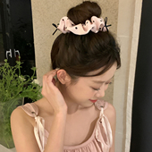 甜嗲缪系 奶油粉缎面波点发圈丝带蝴蝶结大肠圈少女心发绳头饰发