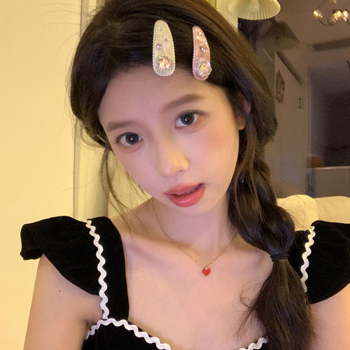少女心丝绒水钻发夹BB夹