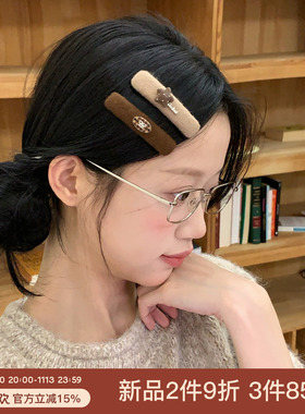 杏仁奶茶~1对装 咖色系波点蝴蝶结发夹甜美百搭刘海夹前额侧边夹