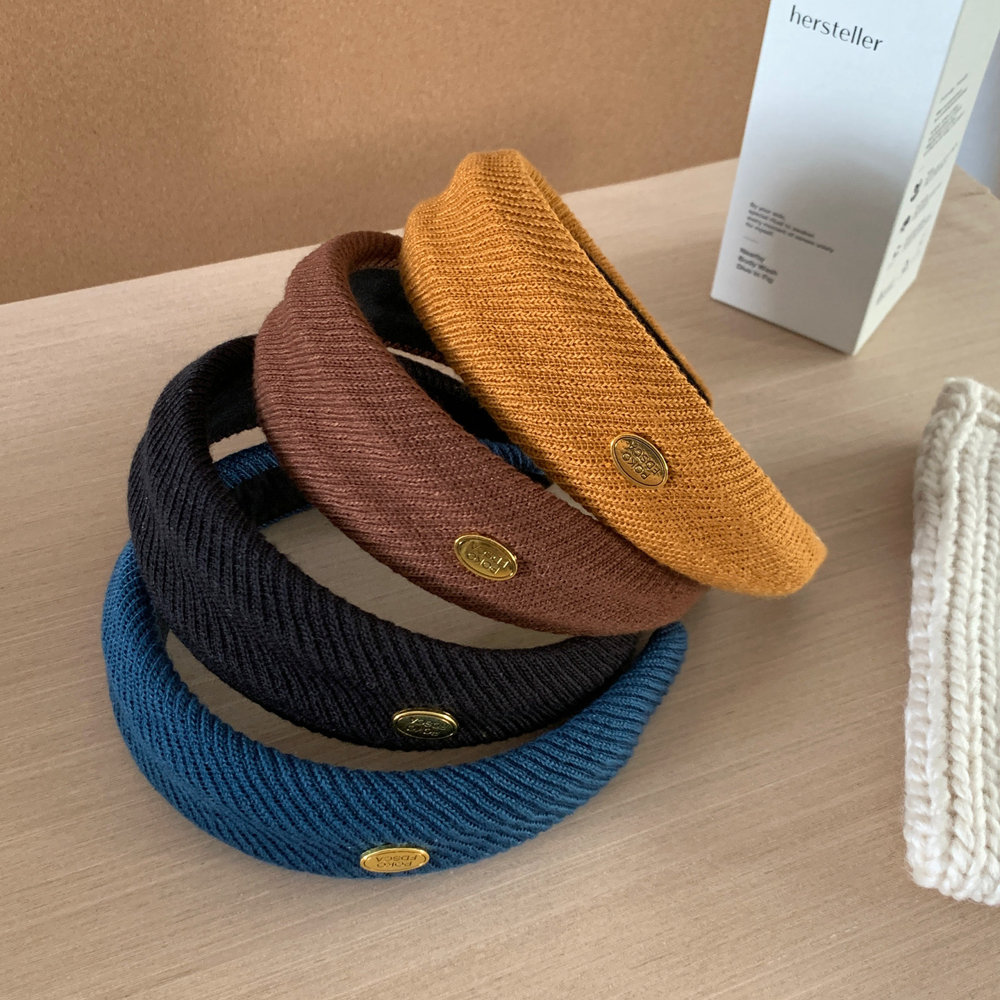 浓郁彩色系~百搭针织高颅顶发箍凹凸设计感金标头箍压发发卡发饰