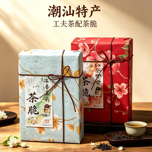 潮汕特产网红产品潮汕茶脆特色手信盒装咸甜酥香小吃薄脆饼干零食