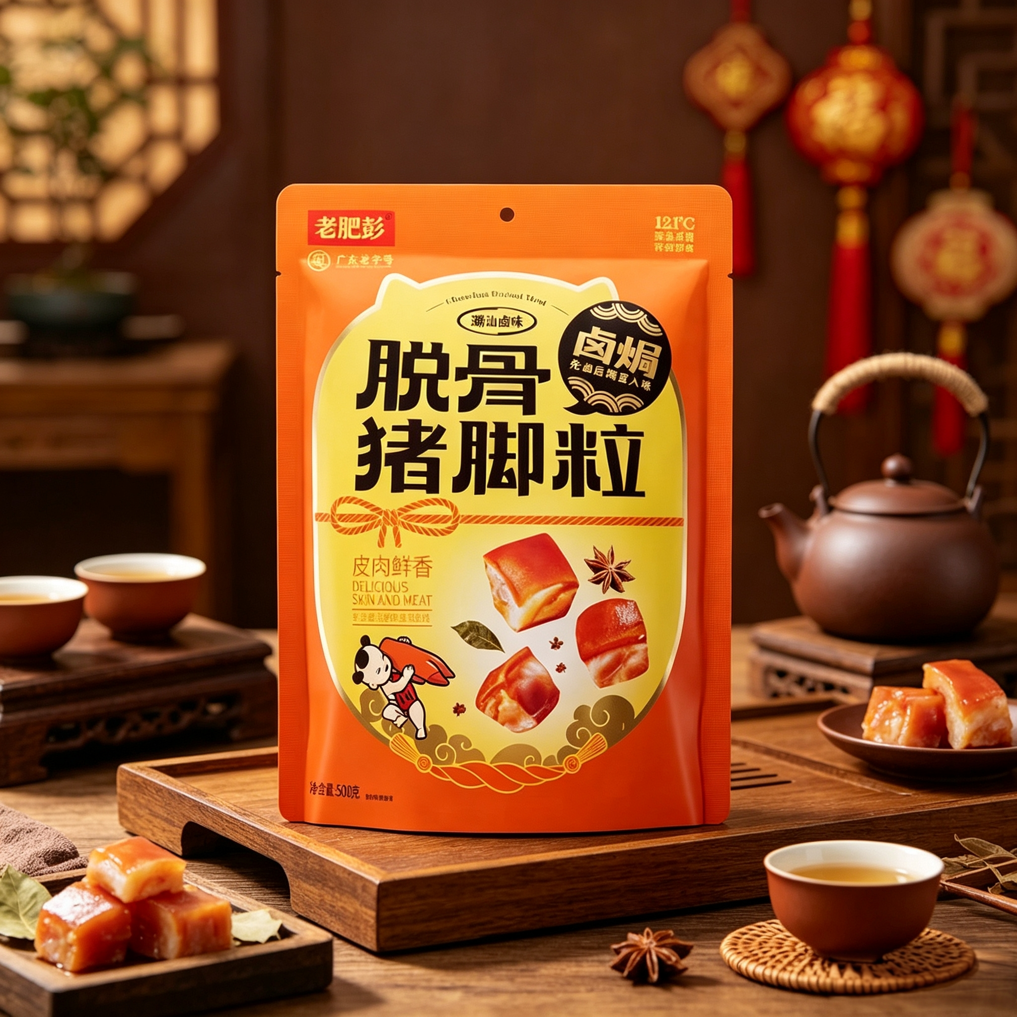老肥彭脱骨猪脚粒即食猪蹄潮汕卤味零食下酒料广东特产手信伴手礼