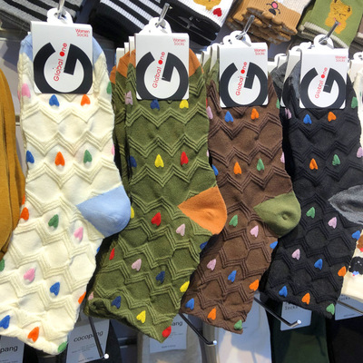 彩色桃心少女袜韩国进口