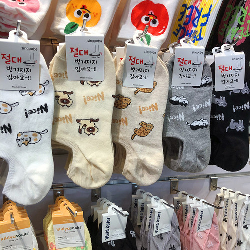 2025春夏新款船袜韩国进口singgoba可爱猫咪女生防脱隐形袜子9282