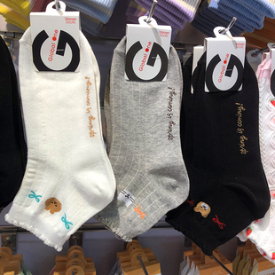 韩国2025春夏新款 女袜东大门甜美短筒棉袜可爱狗狗猫咪短袜7115