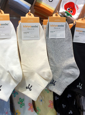 2025韩国kikiya春夏新款女袜芭蕾风蝴蝶结miu系纯色短筒棉袜1193