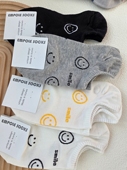 韩国进口袜子女硅胶防掉春季 新款 卡通笑脸棉船袜浅口少女袜套6100
