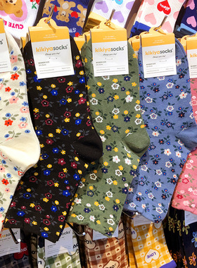 2025韩国时尚新款袜子kikiyasocks法式小碎花女士中筒袜1122