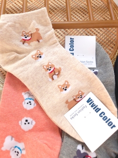 韩国vivid女袜东大门春夏新款薄款卡通小狗可爱百搭少女短袜5221