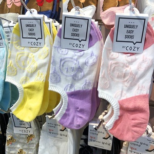 韩国进口船袜cozy笑脸表情女生防脱袜拼色跟春夏季薄棉女袜套4019
