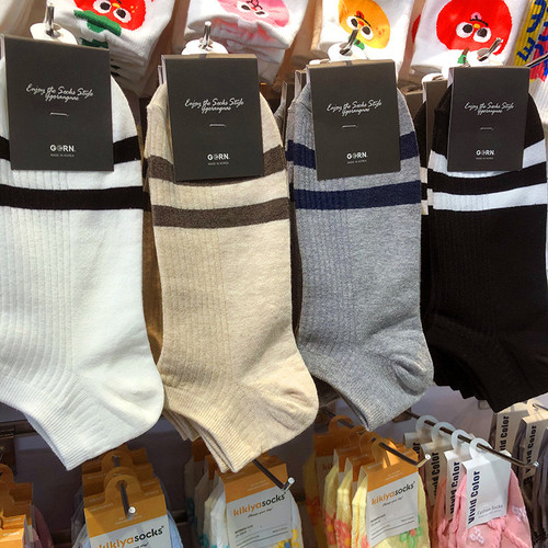春夏新款男袜韩国ggorangnae轻奢英伦风脚尖两杠低腰短筒棉袜2095