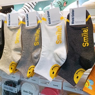 笑脸袜子韩国东大门进口女短袜vivid卡通棉袜休闲四季 中筒袜5003