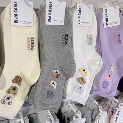 韩国vivid袜子2025春夏新款卡通小动物女袜中筒袜5151