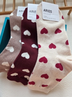 韩国进口女袜东大门款 爱心袜子中筒袜纯色百搭东大门女士棉袜9396