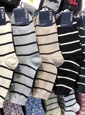 韩国进口ETNA袜子英伦风细条纹潮男袜东大门四季新款男士棉袜3094