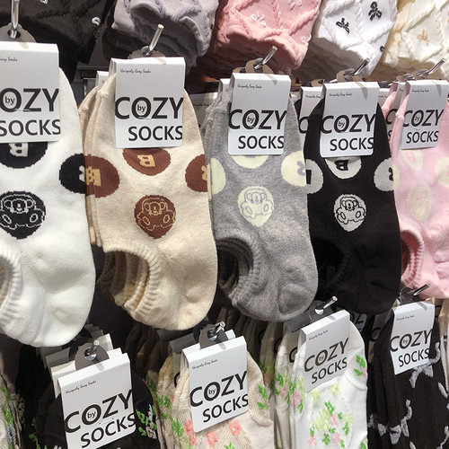 韩国春夏新款船袜COZY字母饼干硅胶防脱短袜日系少女卡通薄棉4094