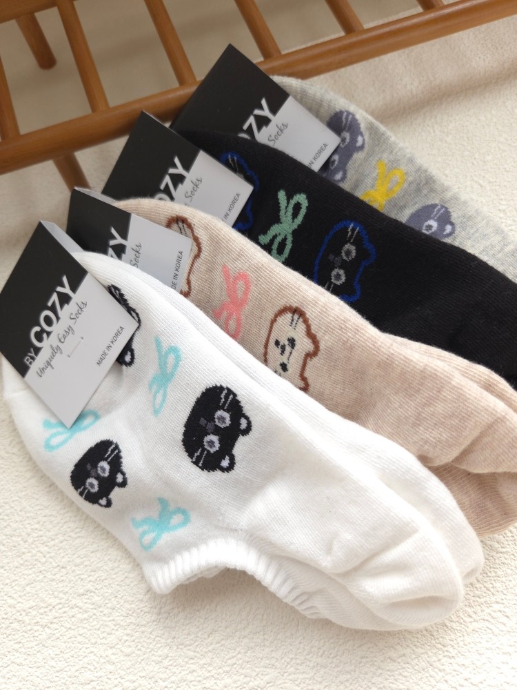 招财猫韩国春夏新款船袜COZY女生防脱隐形袜子日系条纹棉袜套4169