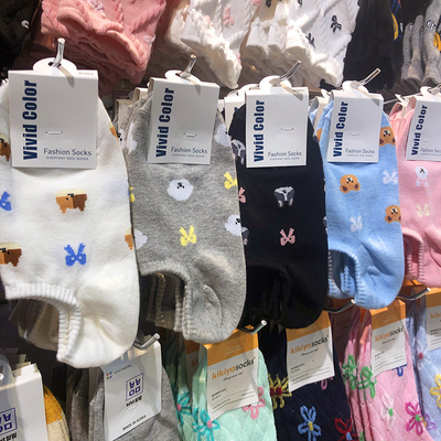 韩国vividr春夏新款船袜甜美蝴蝶结小熊少女卡通防脱隐形袜5174