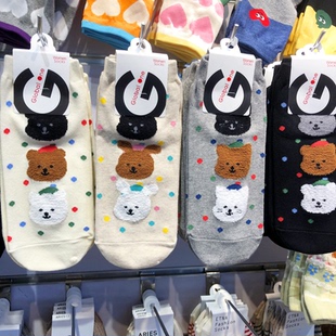 韩国进口袜子可爱女生植绒卡通袜glalalane短筒棉袜日系少女7052