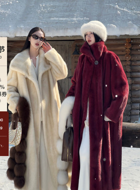 【现货Onepire【金丝玫瑰园】重磅1000g仿貂毛3m用料皮毛一体外套