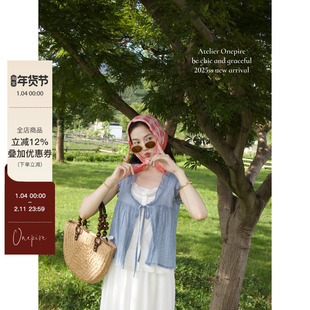 【现货】Atelier Onepire|夏日纳凉小衫格纹圆领假两件上衣