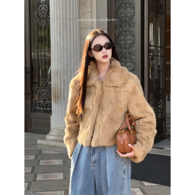 【现货】Onepire《小奶兔》高级感千金加厚保暖真兔毛翻领皮草