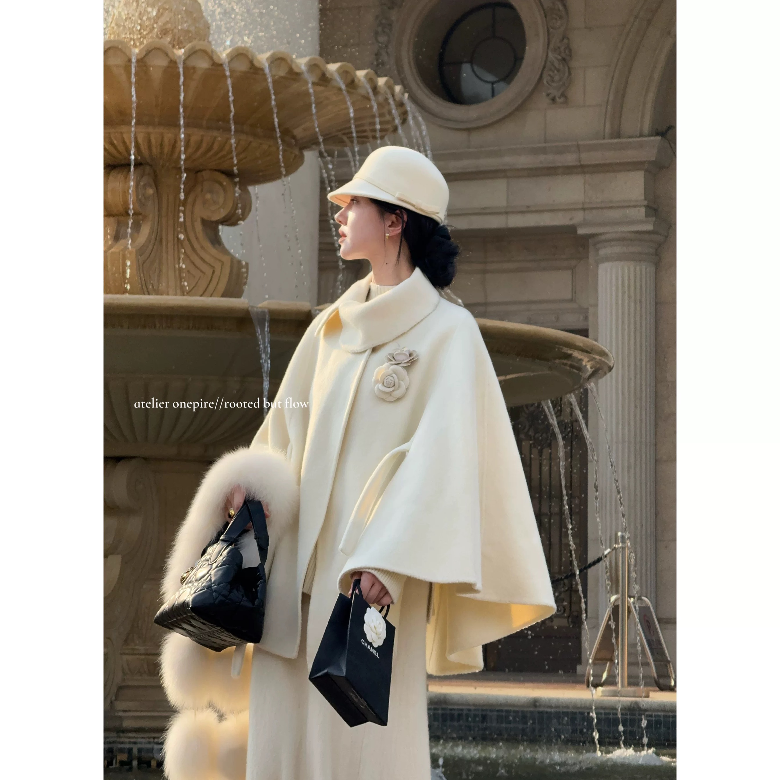 【现货】Onepire|《南洋千金》重工双面羊毛呢3m用料斗篷大衣