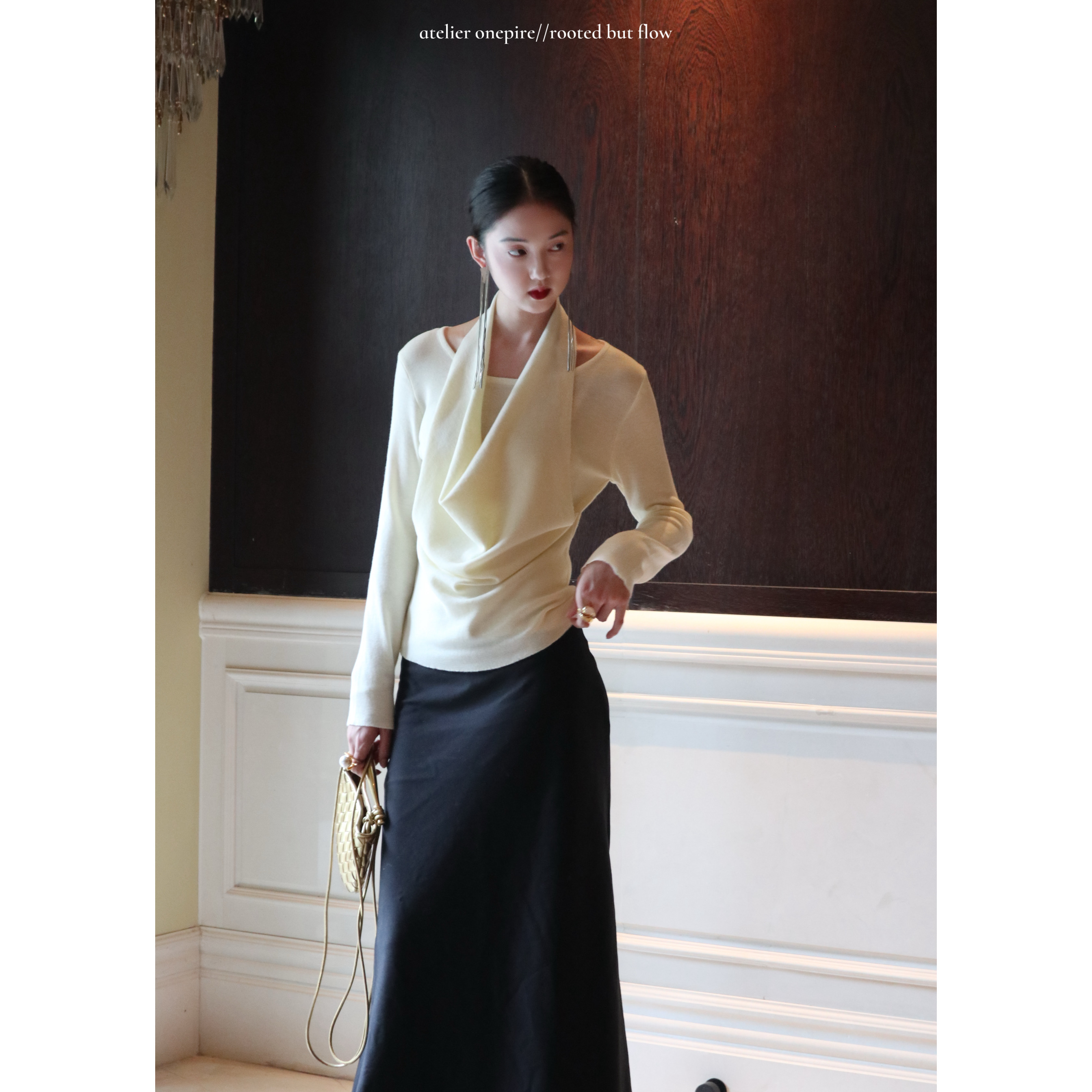 【现货】Atelier Onepire|温柔百搭气质荡领针织上衣