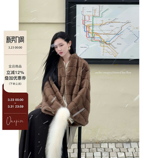 不知雪 Atelier 重工皮毛一体双色毛仿小母貂皮草外套 现货