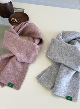 奶呼呼~纯色软糯迷你小围巾百搭温柔风学生保暖秋冬女士针织围脖