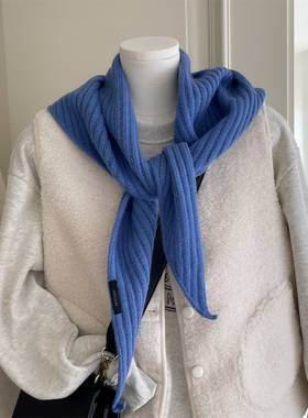 韩系热销款慵懒随性春秋冬季女针织领巾披肩外搭纯色围巾装饰屁帘