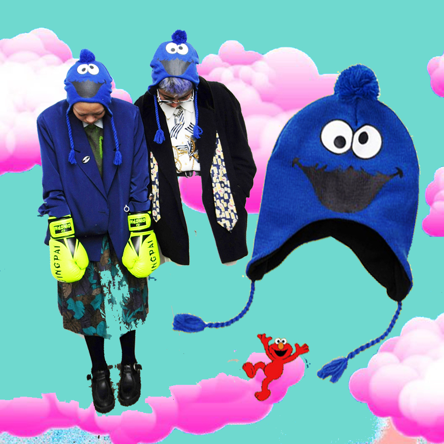 【美国】正版芝麻街卡通毛线帽 冬季护耳帽 超geek