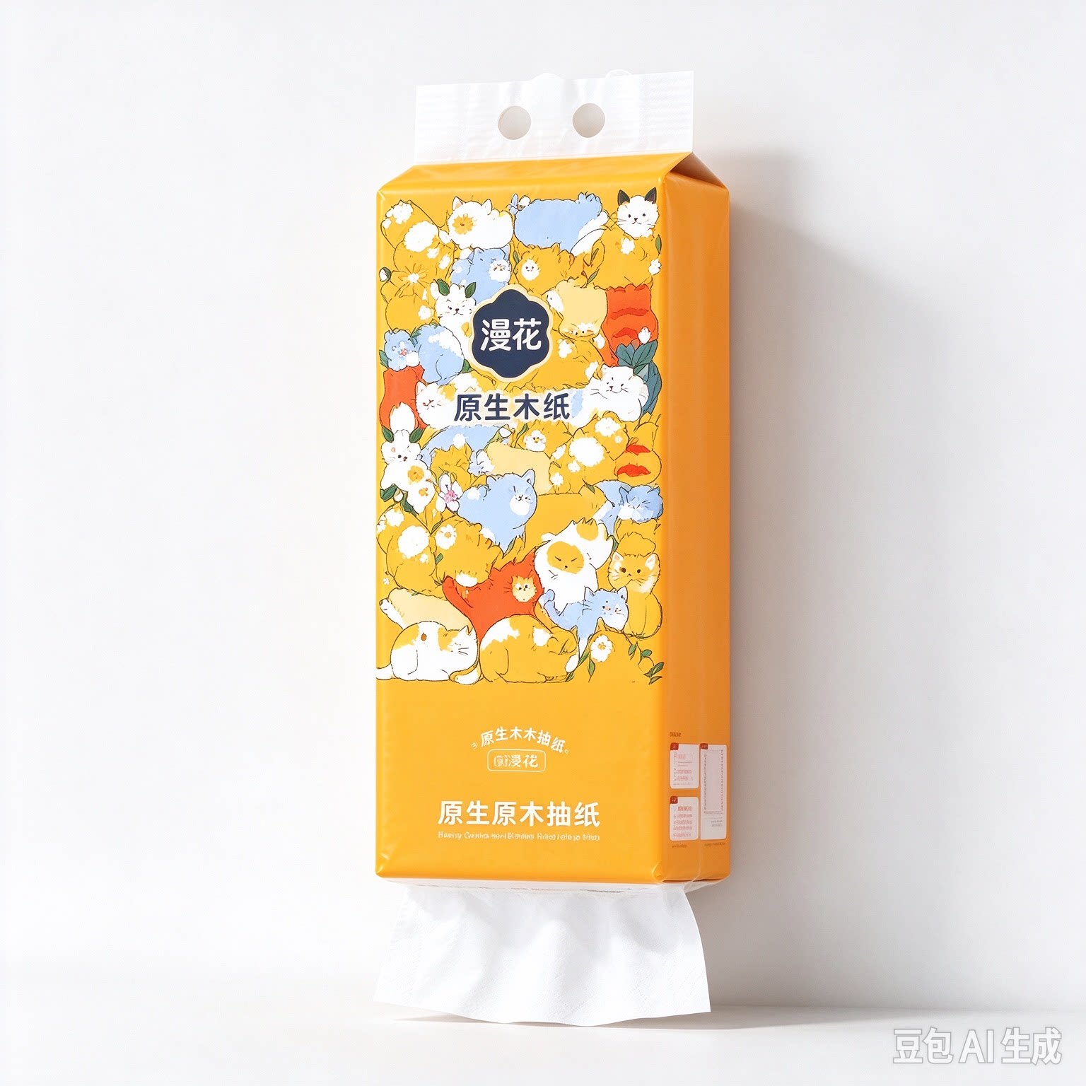 漫花卡通悬挂式抽纸原生浆底部抽取1280张大包家用壁挂面巾纸厕纸